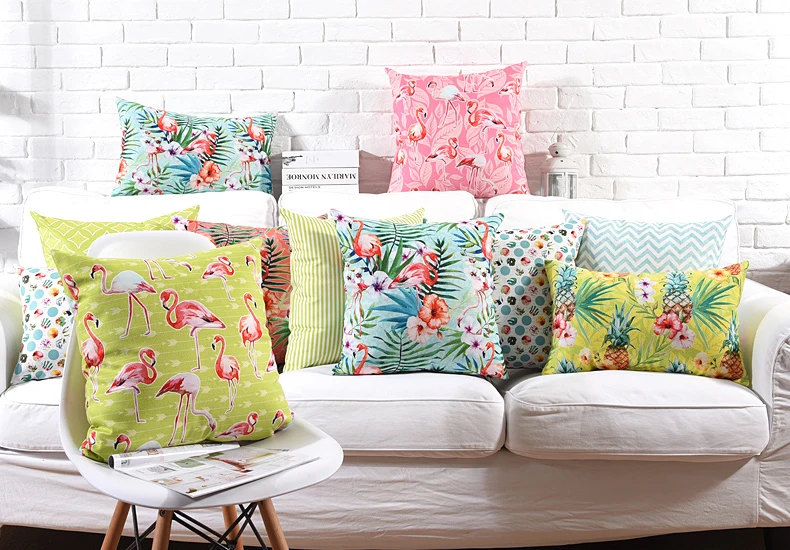 Чехол с рисунком фламинго тропических джунглей ярких цветов|velvet pillow case|cushion