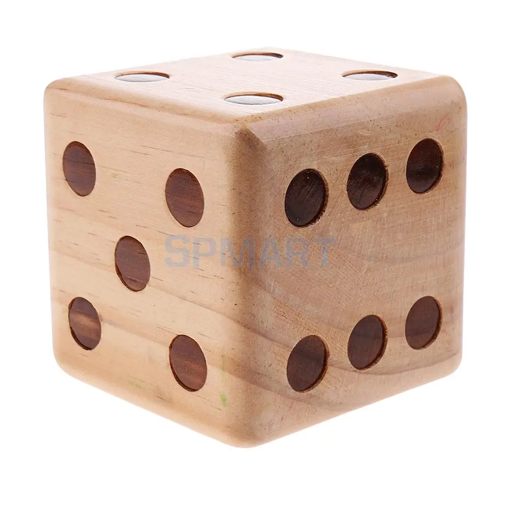 MagiDeal 1Pc Six Side Crafted 3.5-inch Big Wooden Yard Dice With Rounded Corner for Teaching Project BBQ Group Event Camping Toy