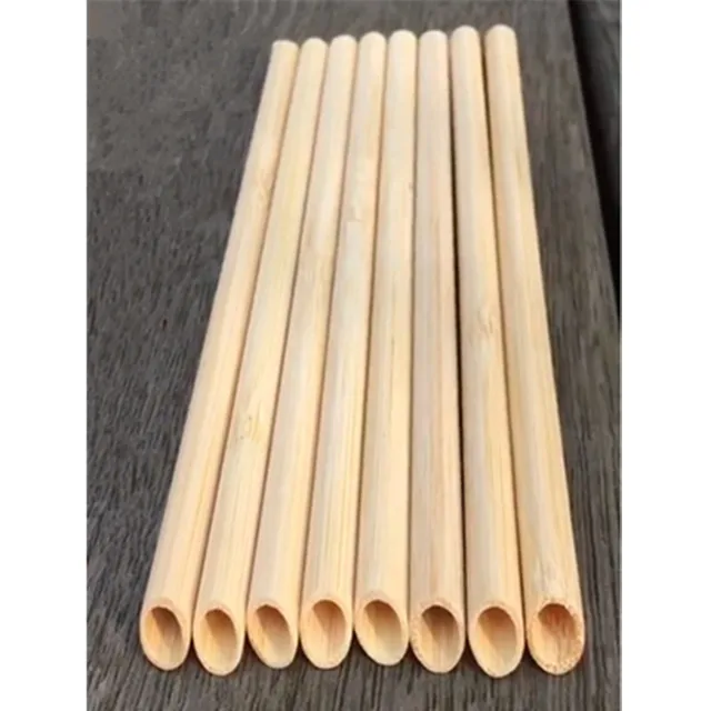 5PCS/Set 20cm Pointed Smoothie Drinking Straw Eco Friendly Reusable Bamboo Straws Big Wide Bubble Milk Tea Drinking Straw Brush 5