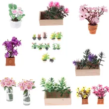 1/2 шт Мини Искусственные растения Цветок в горшке кукольных домиков сказочные садовые аксессуары кукольный домик миниатюра
