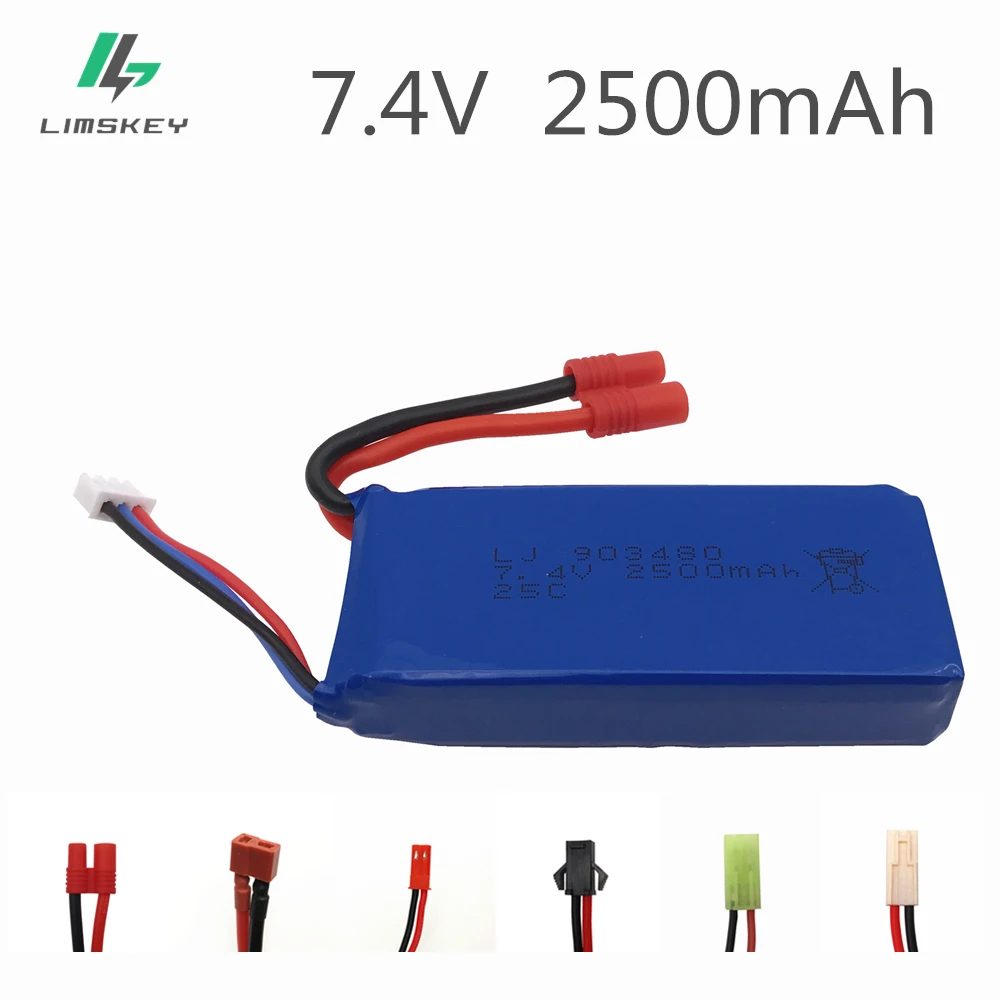 Обновленная батарея Lipo высокой емкости 2500mAh 2S 7,4 V 25C батарея для Syma X8C X8W X8G Дрон вертолет Квадрокоптер батарея 12428