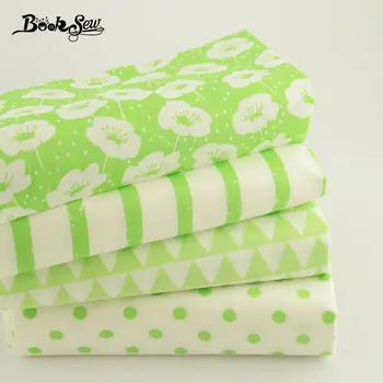 

Booksew Twill Cotton Fabric 4 pattern Classical Fresh Green Color Fat Quarter Bundle for Home Textile Patchwork 40CMx50CM/Piece