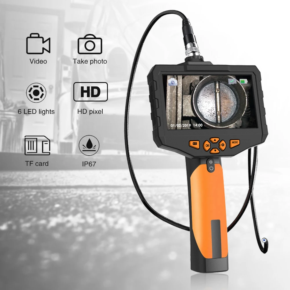 

4.3" LCD Digital HD Snake Camera 7.6MM Drain Pipe Inspection Endoscope Borescope Wire Probe Waterproof Camera 1M/3M/5M Cable