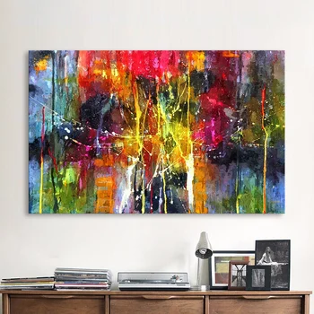 

QKART Abstract Painting Colorful Canvas Wall Pictures for Living Room Office Bedroom Modern Canvas Oil Painting
