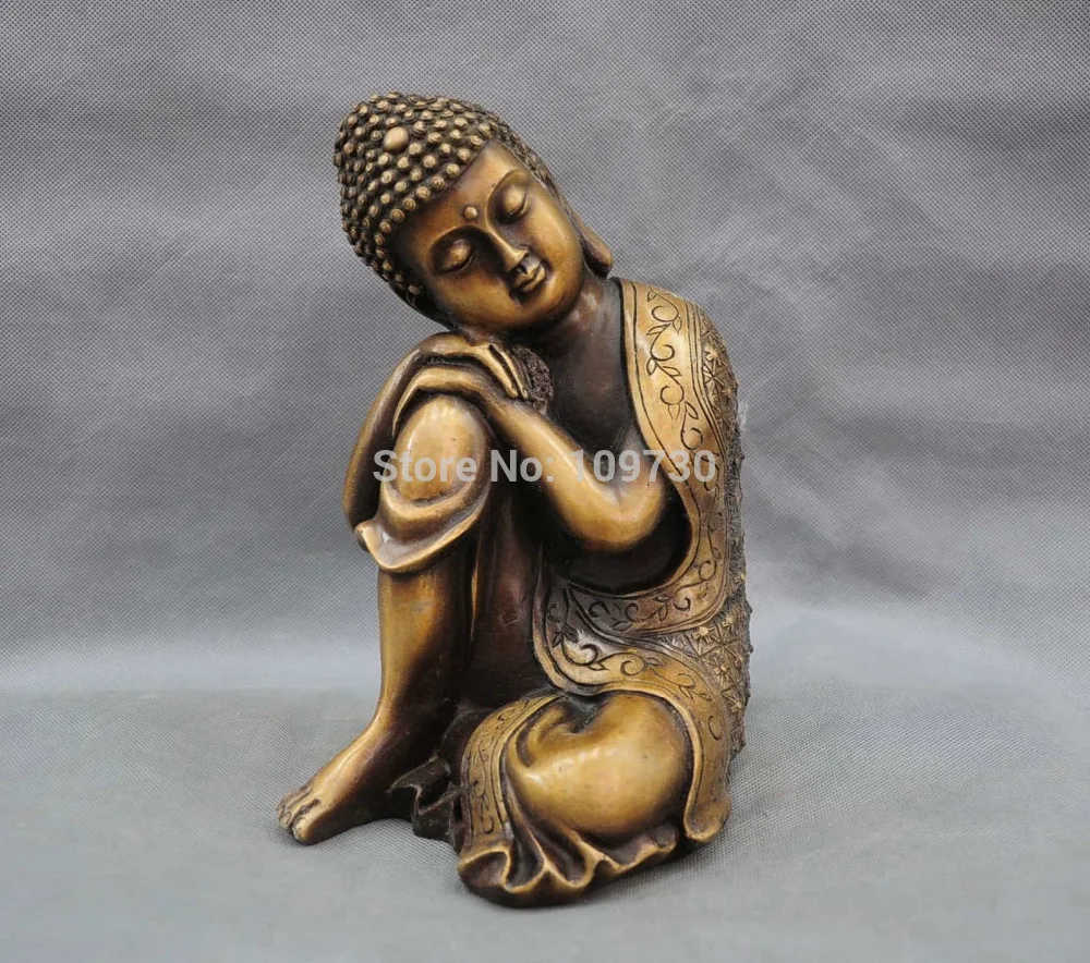 

bir 002178 10'' China Carving Sleeping Sakyamuni Buddha Bronze Statue