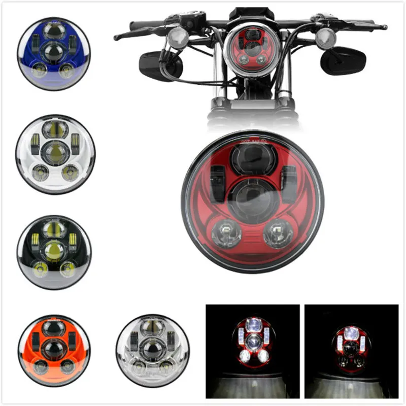 

5-3/4" Round Headlamp for Sportster 1200 883 Parts Turn Signal Light 5.75 Inch Projector LED Moto Headlight