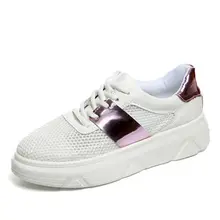 Summer women’s shoes flat white breathable comfortable casual shoes high qualtiy mesh lace up platform loafers women footwear 7