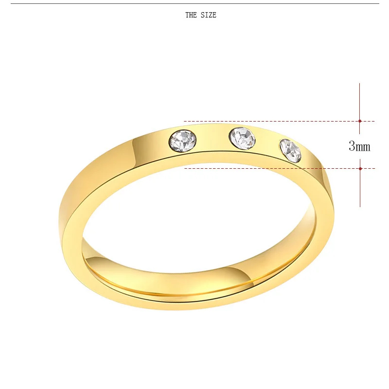 CACANA Stainless Steel Rings For Women Men Gold Silver Three Ziecon Engagement Fashion Jewelry Rings For Male Party