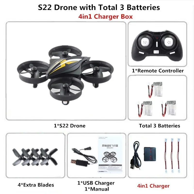 Mini Drone RC Helicopter Remote Control Quadcopter 2.4GHz 6-Axis Gyro Headless Mode Quadrocopter Drones Toys for Children - Цвет: B4