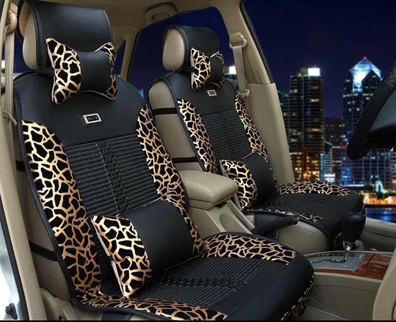 Four season sice silk Super Cool Luxury PU Leather Leopard Universal