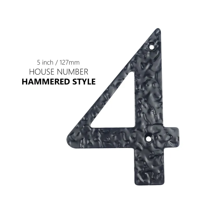 

127mm 5inch Big House Number Hammered Style Door Address Number Digits Carbon Steel Black House Door Address Sign #4