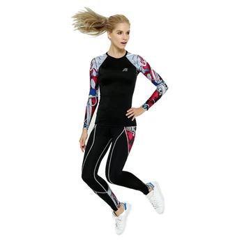 

2016 Life on Track New Women's Yoga sets Compression pants and high elastic compression shirt for sports Workout Athletic Fitnes