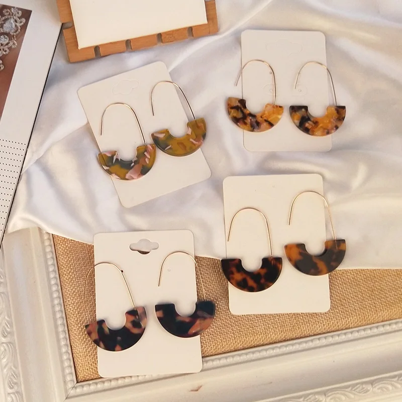 Guan Long Dangle Fashion Elegant Acetate Resin Earrings for Women Big Geometric Acetic Acid Dangling Acrylic Earring New Jewelry (3)