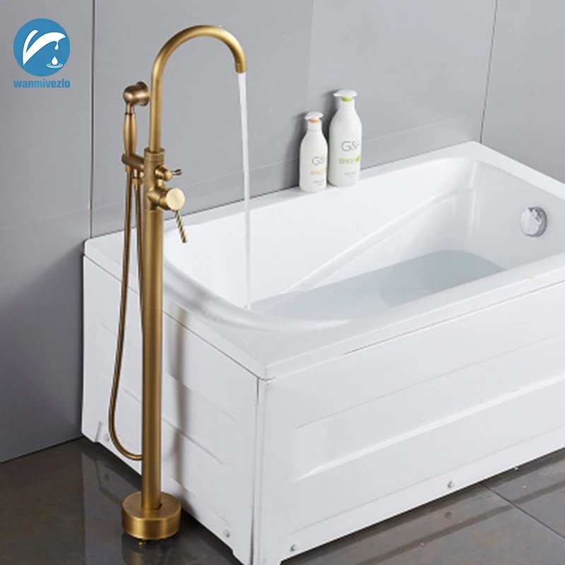 Aliexpress.com : Buy Bathtub Faucets Antique Golden Floor ...