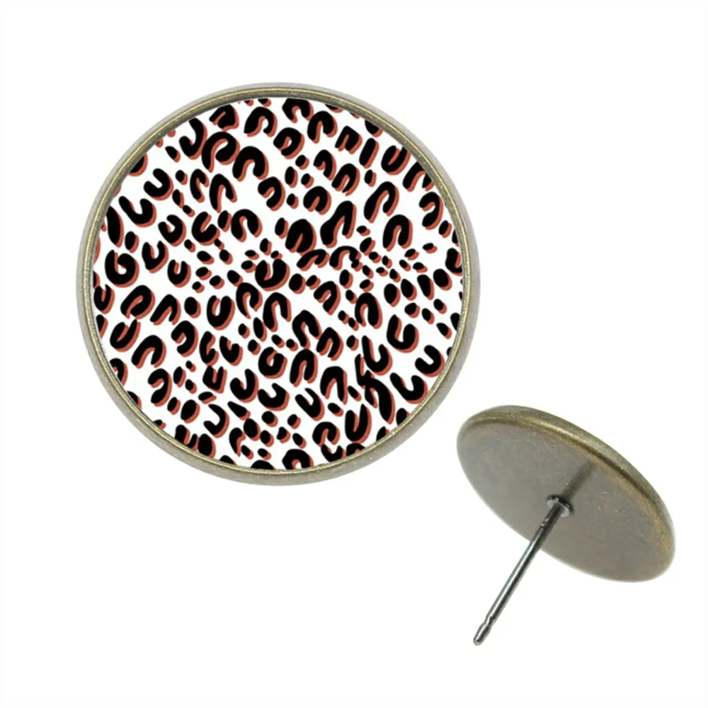 

5pairs Stud Earrings 12 Patterns 4 Colors 4 Size Leopard Print Glass Cabochon Earings Fashion Jewelry 2018 EA-Z-G1595