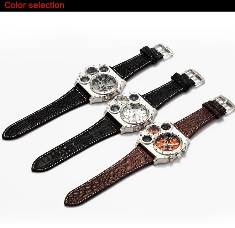 Новая модель OULM часы Мужские кварцевые спортивные часы с кожаным ремешком Модные мужские военные наручные часы модные часы Masculino Relojes