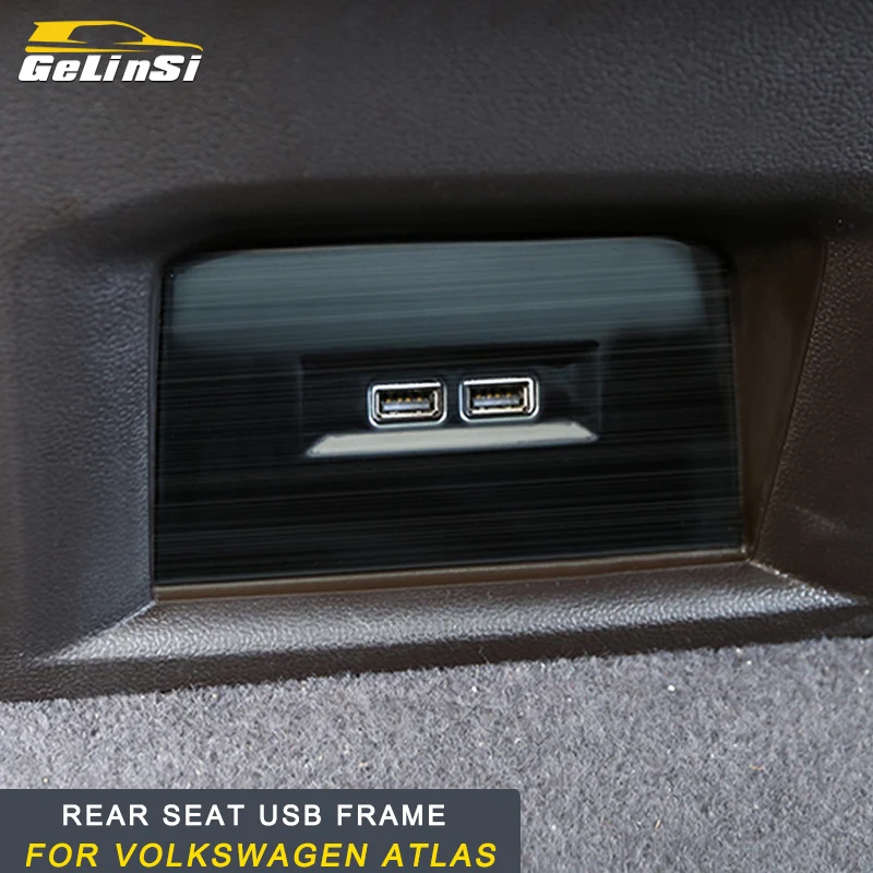 

GELINSI stainless steel Rear seat USB frame Trim for Volkswagen Atlas 2018 2017 special accessories