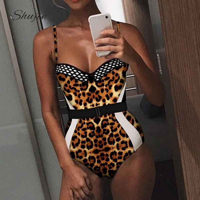

SHUJIN New Swimwear Women 2019 One Piece Push Up Vintage Retro Bathing Suits Swimming Suit for Beach Wear Plus Size Swimwear
