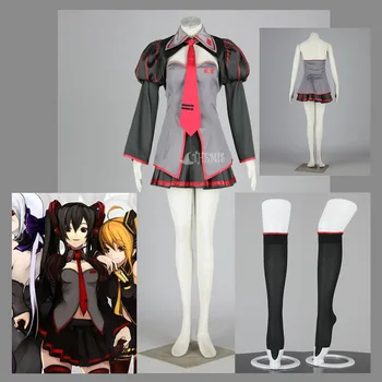

Athemis Vocaloid cosplay costume Zatsune Miku Cosplay Girls Dress Set Turn-down Collar Short Coat Outfit