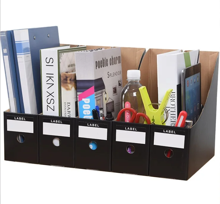 LOAAO экологический картон офисный органайзер для хранения коробка офисный файл коробка держатель ящик для хранения книг стол хранение организация - Цвет: 5pcs black