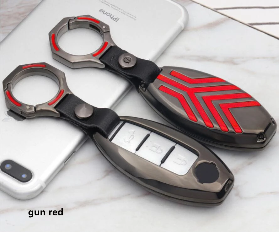 Автомобильный ключ чехол держатель для Nissan Versa Maxima Altima Rogue Armada Sentra X-Trail Tidda Livida X-Trail Infiniti FX35 QX50 аксессуары - Название цвета: gun red