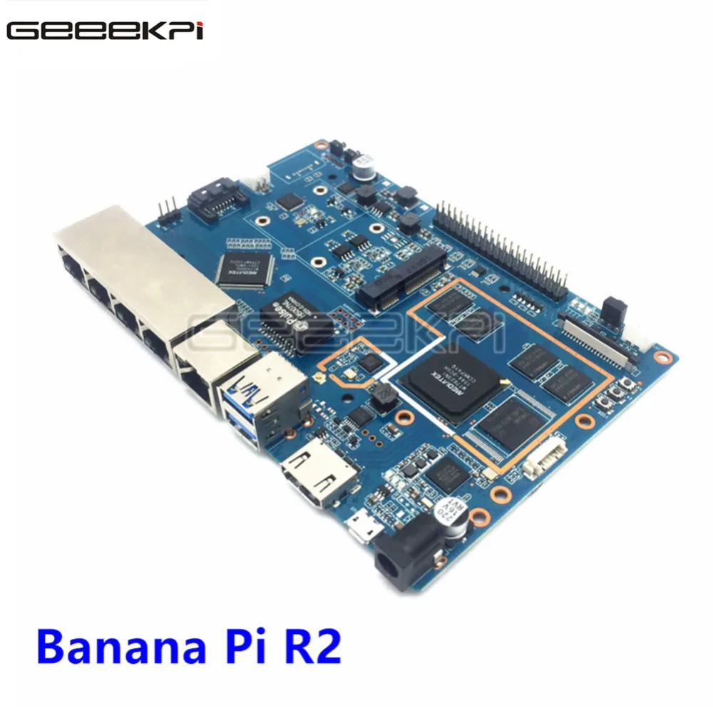 

In Stock! Original Banana Pi R2 BPI-R2 v1.2 Quad-Core 2GB RAM with SATA WiFi Bluetooth 8GB eMMC demo Single Board