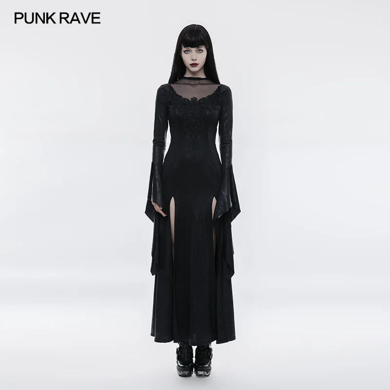 

PUNK RAVE Women Gothic Gorgeous Party Dresses Steampunk Vintage Lace Mesh Sexy Dress Cosplay Witch Dresses