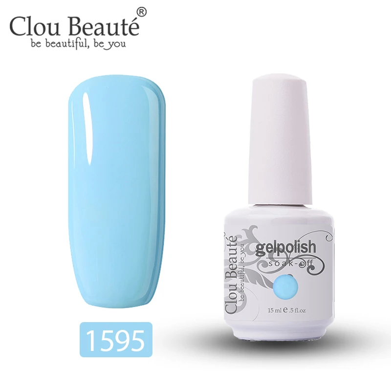 1595 Clou Beaute Гель-лак для ногтей 15 мл, грунтовка для ногтей, гель-основа и верхнее покрытие, УФ светодиодный Полупостоянный лак, Гель-лак, замочить от белого - Цвет: 1595