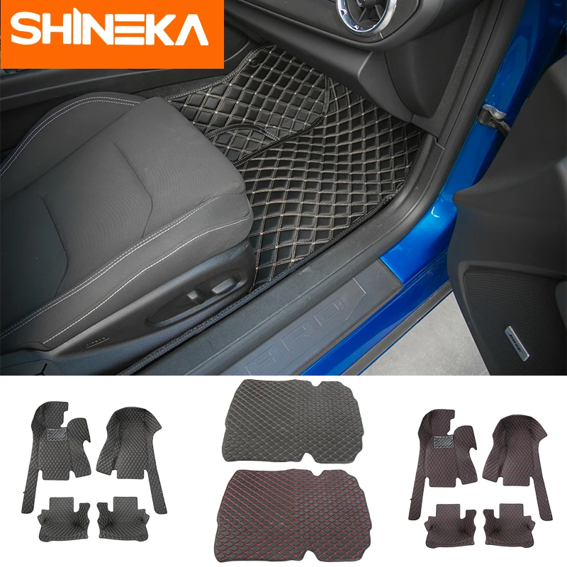 SHINEKA Floor Mats Leather for Chevrolet Camaro 2017+ Full Set Leather Floor Mats Trunk Mat Luxury Decrotion for Camaro 2017+ SHINEKA Floor Mats Leather for Chevrolet Camaro 2017+ Full Set Leather Floor Mats Trunk Mat Luxury Decrotion for Camaro 2017+
