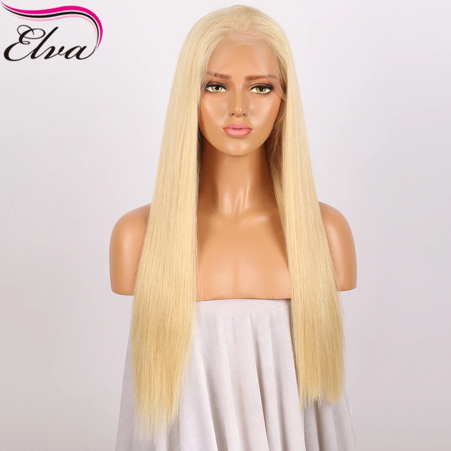 

#613 Lace Front Human Hair Wigs With Baby Hair Glueless Brazilian Lace Front Wig Bleached Knots Elva Straight Remy Hair Wig 8-24