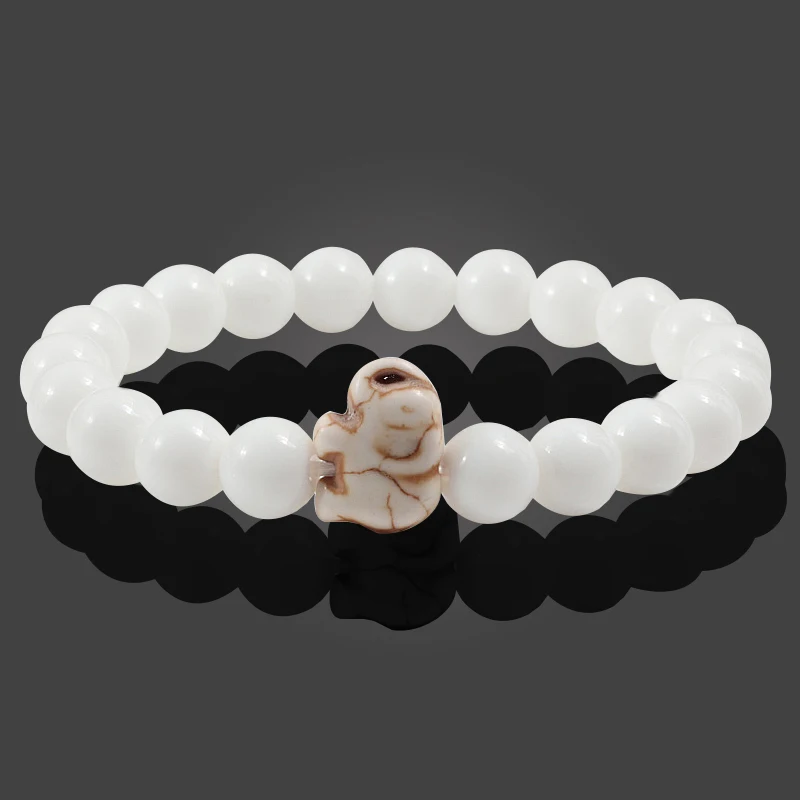 Женский браслет с подвеской Boho голубой бирюзовый со слоном из натурального камня