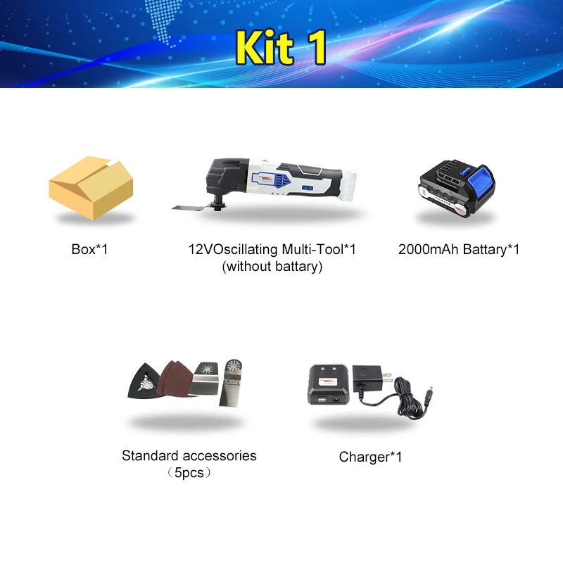 Kit 1 NEWONE 12 в 2000 мАч литий-ионный Многофункциональный Осциллирующий набор инструментов Многофункциональный Инструмент Электроинструмент Электрический триммер пилы аксессуары - Цвет: Kit 1