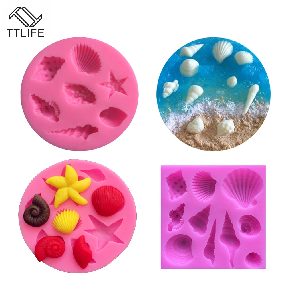 

TTLIFE Ocean Conch Shell Silicone Mold Fondant Cake Pastry Decorating Tools Cupcake Confeitaria Chocolate Kitchen Baking Moulds