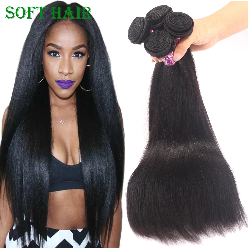 

7A Unprocessed Vigin Malaysian Straight Hair 3 Bundles Cheapest Human Hair Weave Straight 8''-28'' Soft Straight Virgin Hair