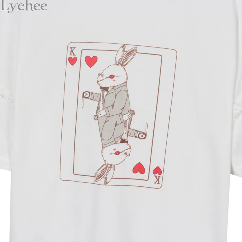 Женская футболка с принтом в виде сердца Lychee летняя повседневная коротким