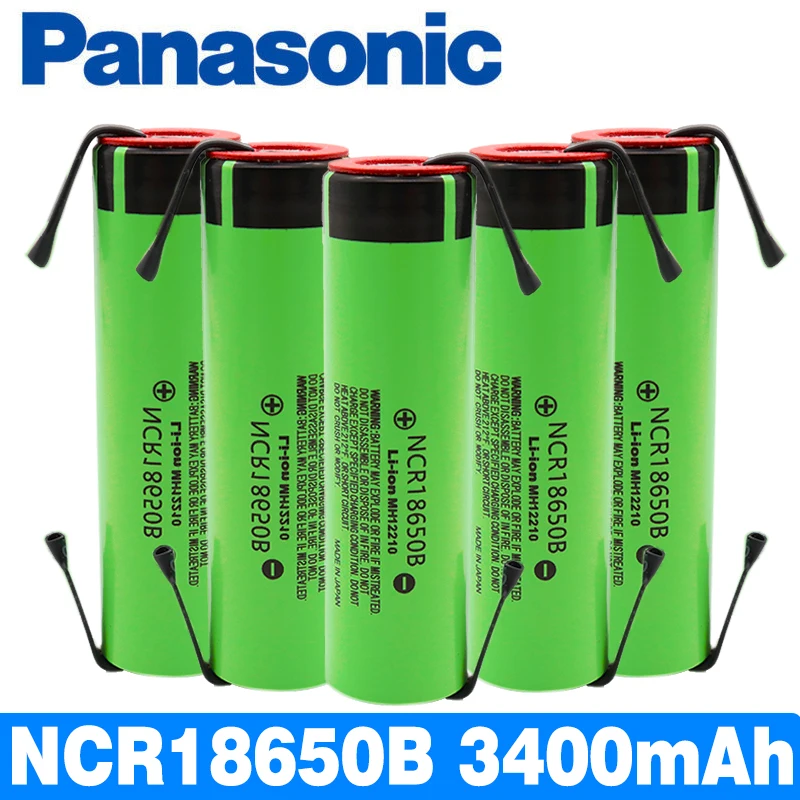 

Panasonic new original NCR18650B 3.7V 3400mAh 18650 rechargeable lithium battery for battery + DIY nickel piece