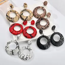 Leopard Round Drop Earrings Fashion Pendant Women Girls Snake Print Earrings Jewelry Gift