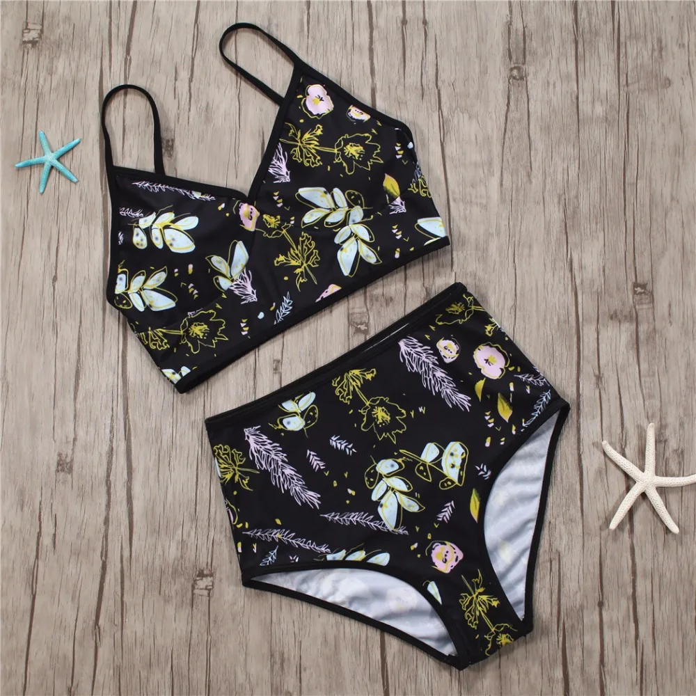 Bikinis womens swimming suit High Waist Swimsuit Women Floral Bikini Set Padding Push Up Bikini Black Swimwear Strap Plus XL plus-size-black-swimsuit : image Bikinis womens swimming suit High Waist Swimsuit Women Floral Bikini Set Padding Push Up Bikini Black Swimwear Strap Plus XL plus-size-black-swimsuit