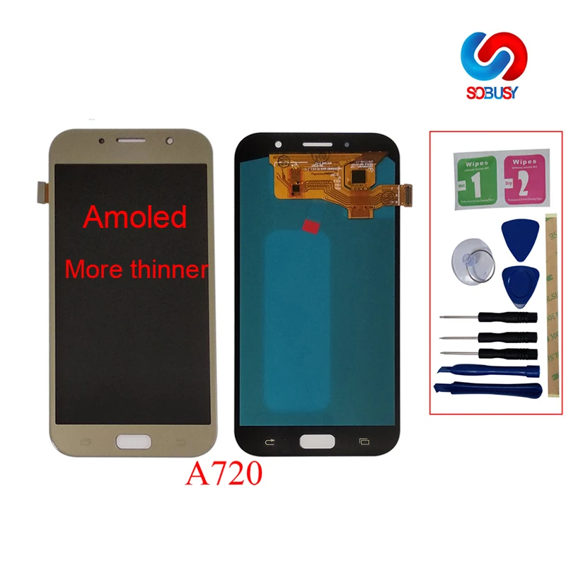 Супер AMOLED дисплей для телефона Samsung Galaxy A7 2017 A720 A720F A720M LCDs кодирующий
