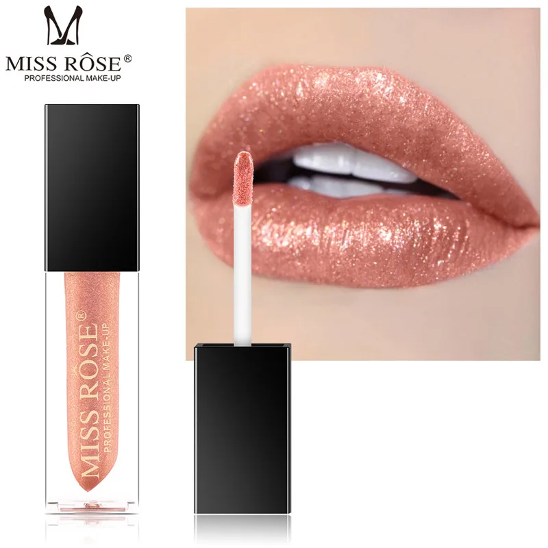 MISS ROSE Waterproof Shimmer Lipstick Golden Color Lip Gloss Nude Gloss Lip Makeup Shimmer Lip Tint Brand Cosmetics