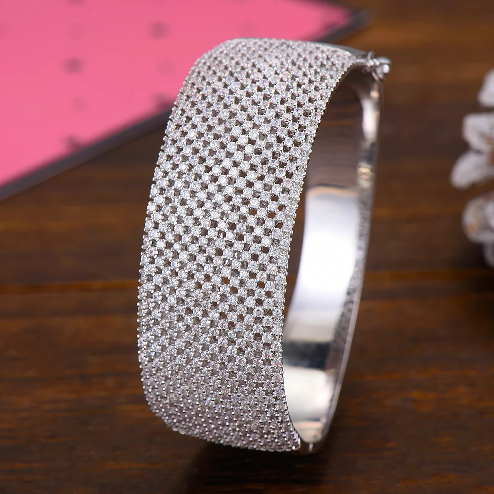 Bangle para o Casamento Godki Ampla Grande Luxo Empilhável Instrução Feminino Completa Zircão Cúbico Cristal cz Dubai Pulseiras 2020 12 Joias e Acessórios