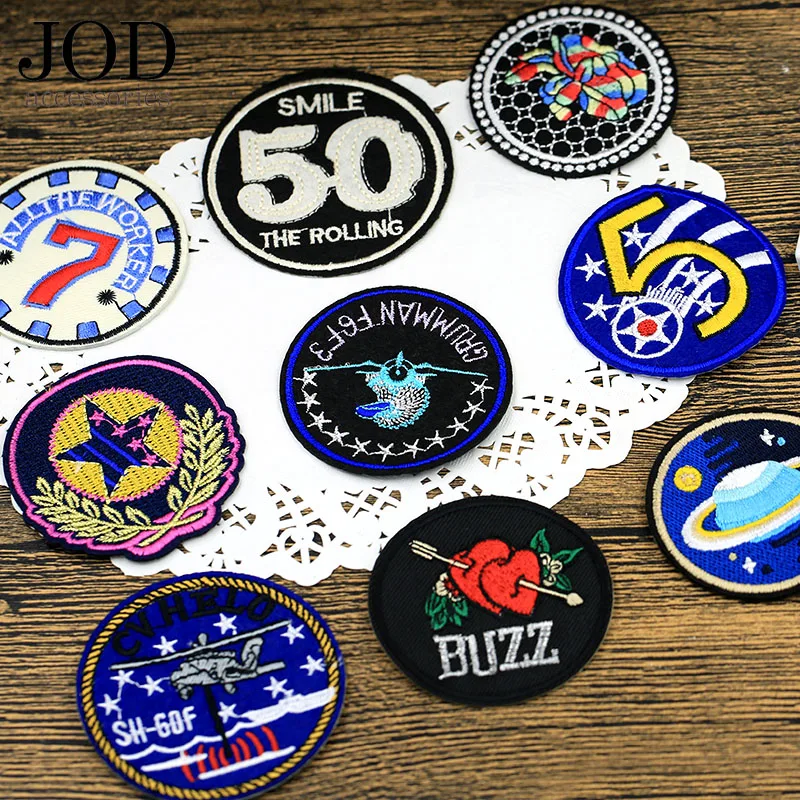 JOD Fashion Badge Cloth Stickers Embroidered Round Patch Down Jacket