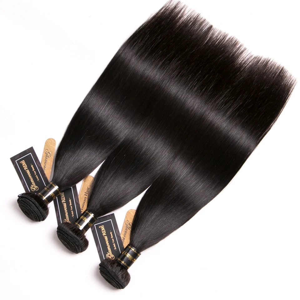 Pacotes de Cabelo Extensão do Cabelo Reto Brasileiro Tecer Humano 3 Pacotes Negócio Glamourosa Remi Natural Preto Remy Médio Relação 5 High Quality Apliques e perucas