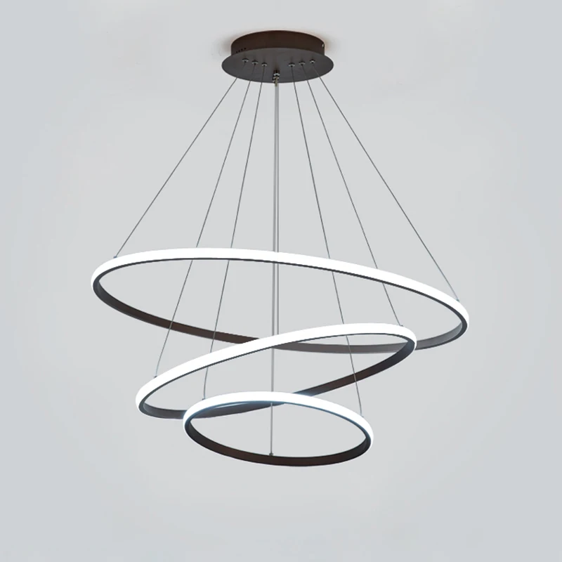 Günstige Braun Weiß Moderne LED Anhänger Lichter Für Wohnzimmer Schlafzimmer Esszimmer Indoor Hause 1 2 3 4 kreis Ringe Deco Anhänger Lampe