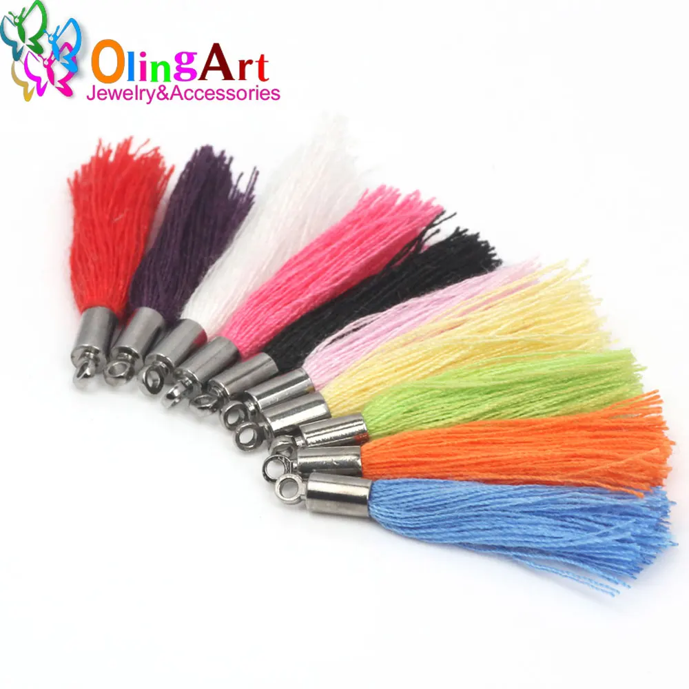 

2017 NEW 30/25/20/15mm 20Pcs Gun black hat Mix Color Cotton Tassel Necklace Earring For Jewelry Making Straps Keychain Charms