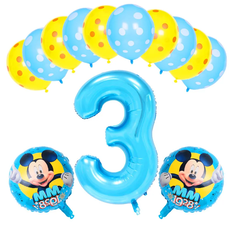 13 шт. розовое платье для девочек на день рождения надувные шары Mickey вечерние украшения номер От 1 до 3 лет baby shower гелия точка латексные детские игрушки Воздушные шары - Цвет: 3