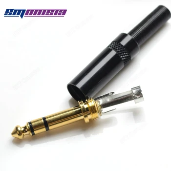 

10pcs-1000pcs 6.35mm Stereo TRS Plug Gold-plated Black For ys202d bg Dual Track Audio Microphone Connector