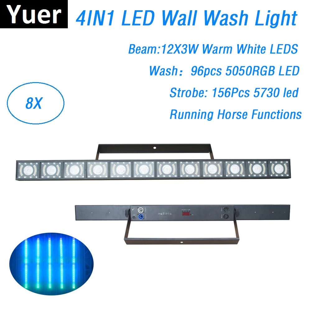 12X3W Warm White LED Bar Wall Wash Light DMX 512 Washer Flood Light Dj Bar Party Light Disco Lighting Indoor Holiday Decorations