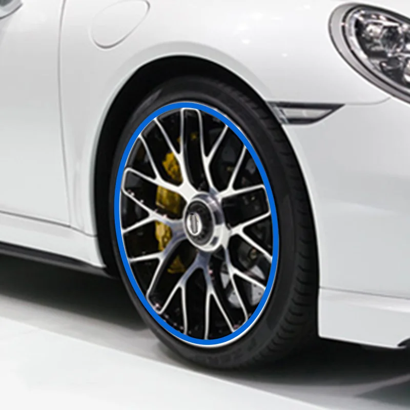 Автомобильные колеса протектор обода наклейка литьевая полоса отделка хромированная декоративная шина обода ступицы полосы наружный Автомобиль Стайлинг авто аксессуары - Название цвета: Blue
