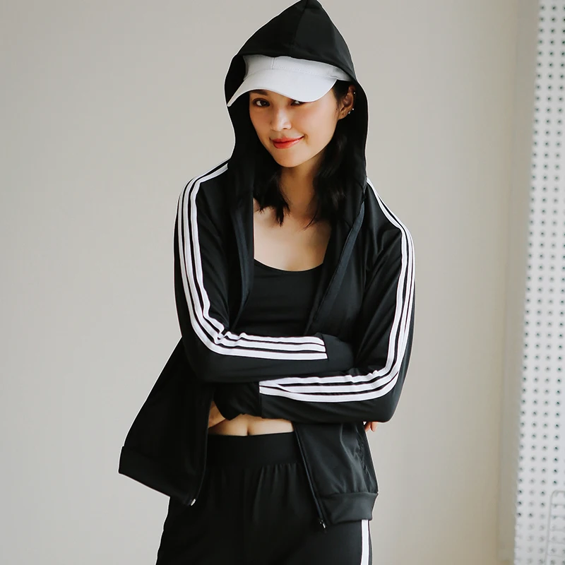 

New Hot High Quality Fitness Women Yoga Shirts Sport Zipper Hoodies Black Jacket Gym Clothes Sport Wear Outdoor Jogging